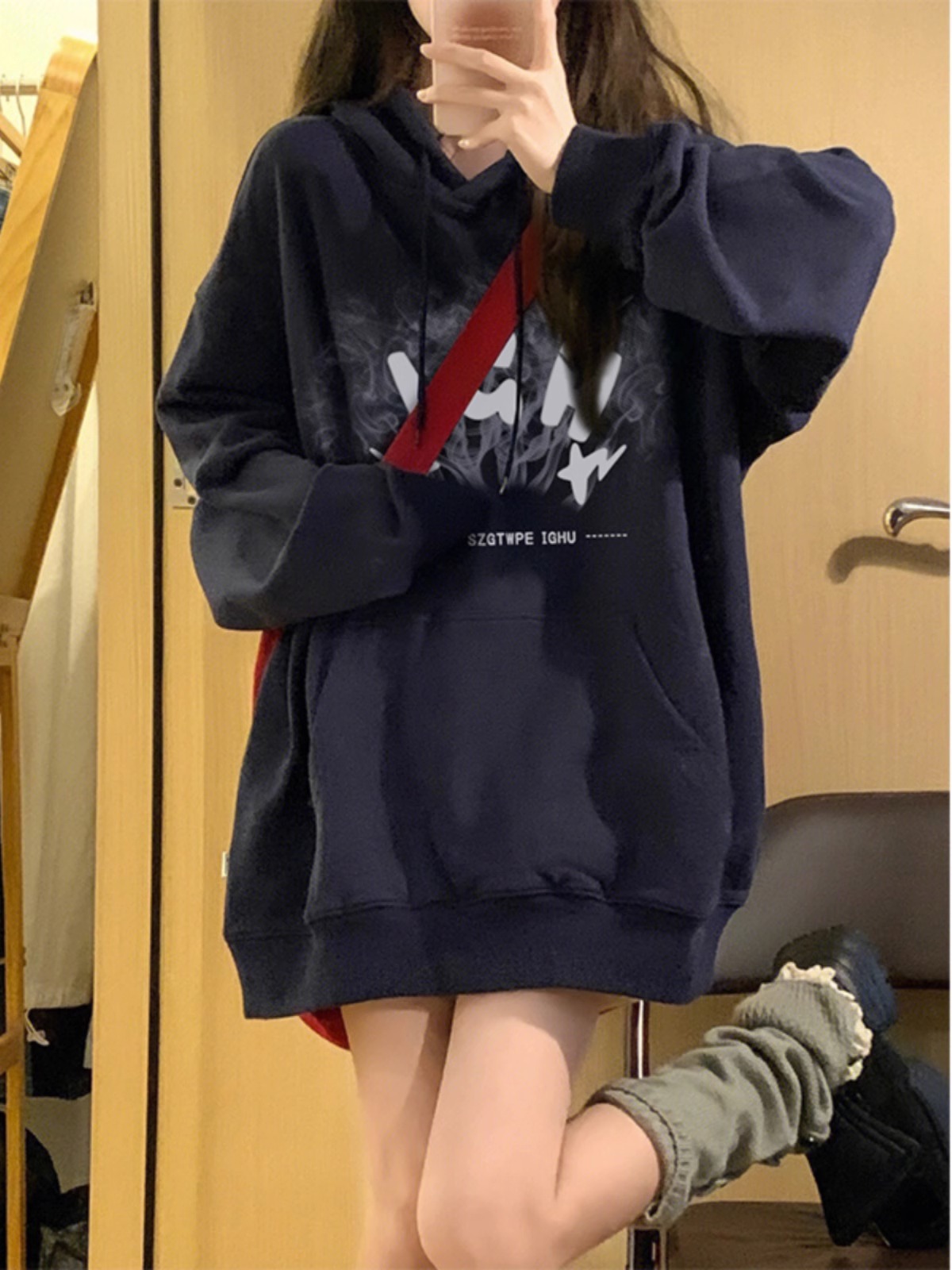 CVC cotton pasta wool Chinese cotton composite/milk silk 300g silver fox velvet 400g front printed hooded sweatshirt for women