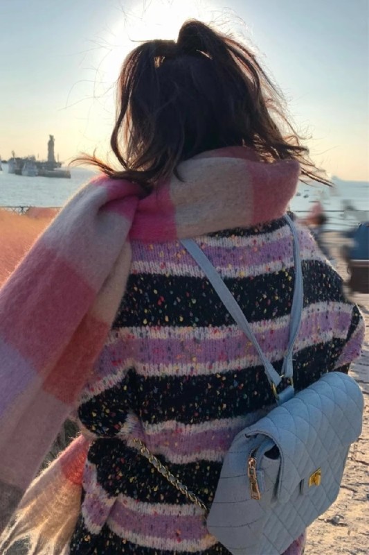 加厚版！慵懶風彩點撞色條紋毛衣女秋冬新款寬鬆長袖針織衫上衣潮