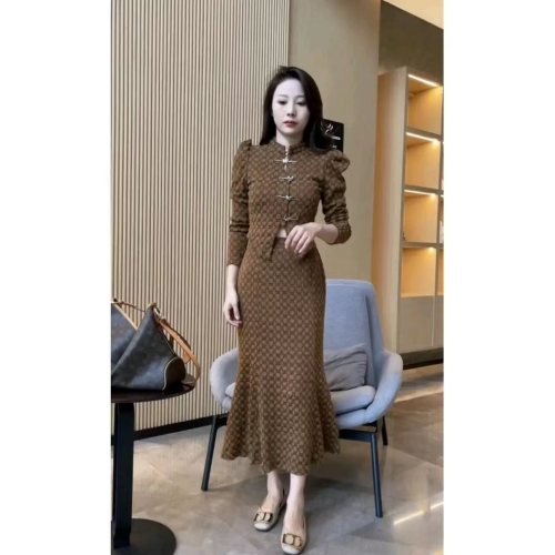 Mengting's national style lady's high-end design slim fit two-piece suit-0968