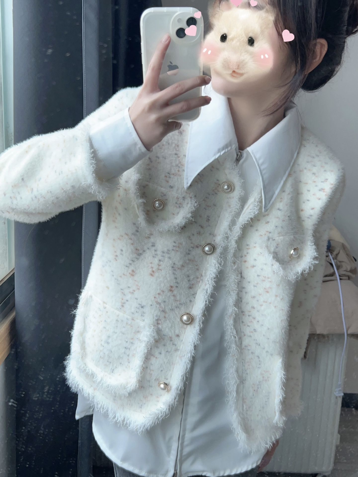 Korean style high-end design colorful polka dot soft glutinous milk fufu sweet college style versatile sweater cardigan