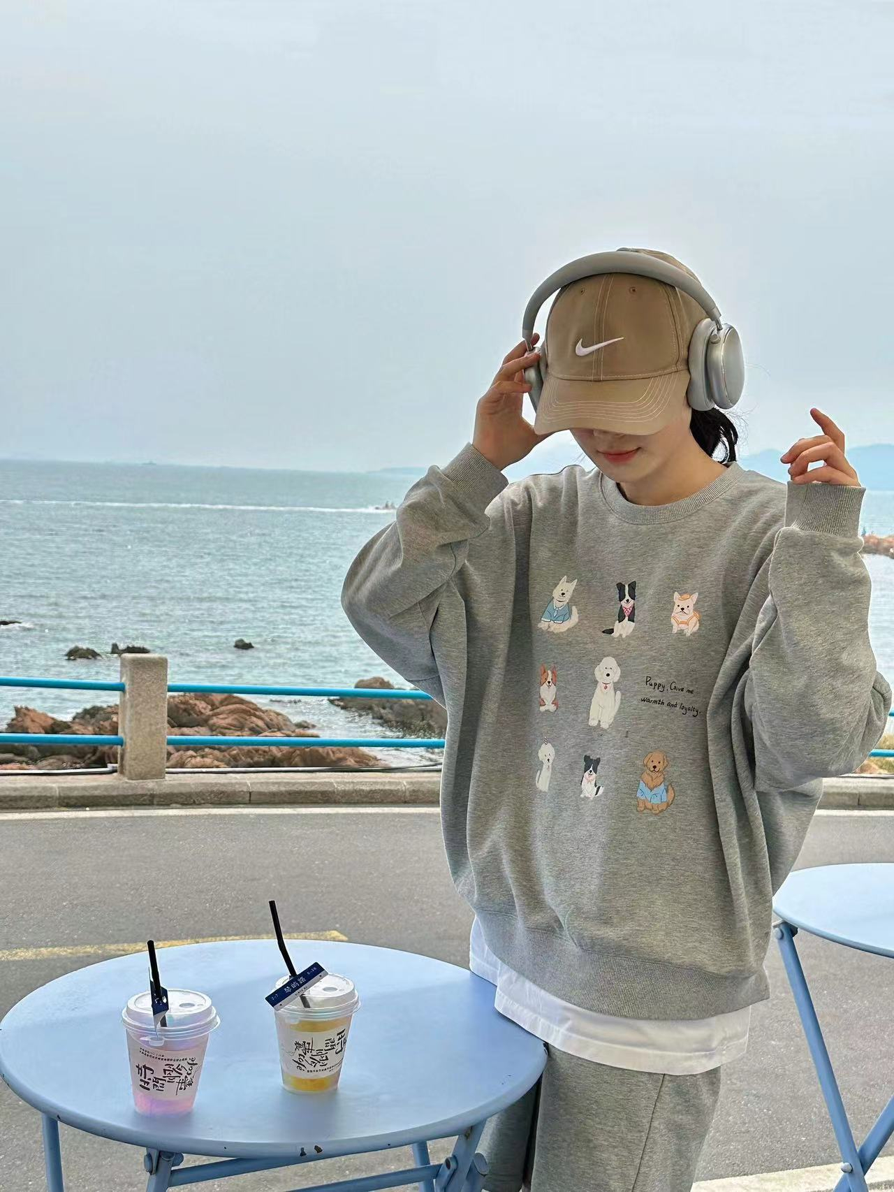 Anti-cotton Chinese cotton composite milk silk 300g/silver fox velvet 400g round neck sweatshirt for women