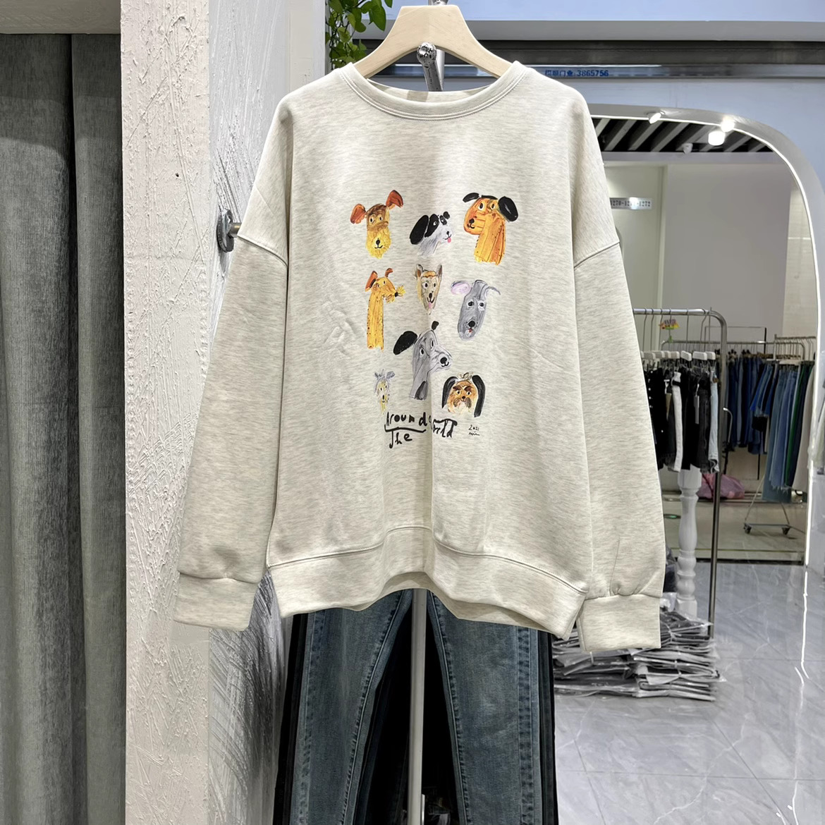 新款華棉複合薄款310克/加絨410克 秋冬裝衛衣女印花寬鬆大碼
