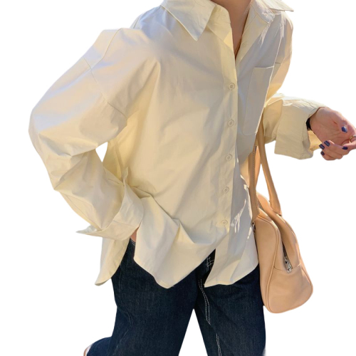 Korean style ins loose slim design niche shirt women's gentle style long-sleeved shirt petite top