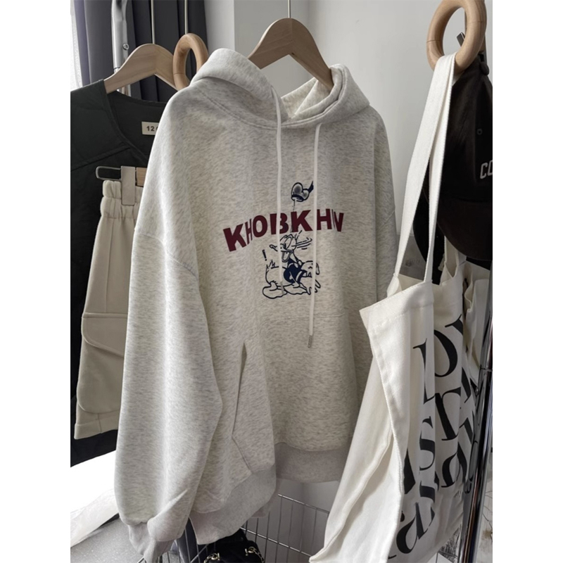 Anti-cotton Chinese cotton composite milk silk 300g/silver fox velvet 400g hooded sweatshirt for women