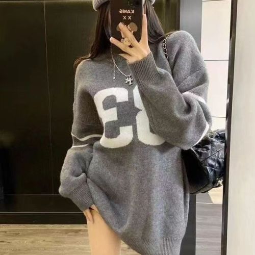 2023 women's loose sweater autumn and winter new design niche Korean style lazy style loose versatile knitted top trend