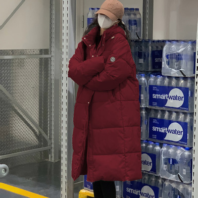 實拍 羽絨服女冬季新款韓版華夫格寬鬆中長款設計感棉衣外套棉服