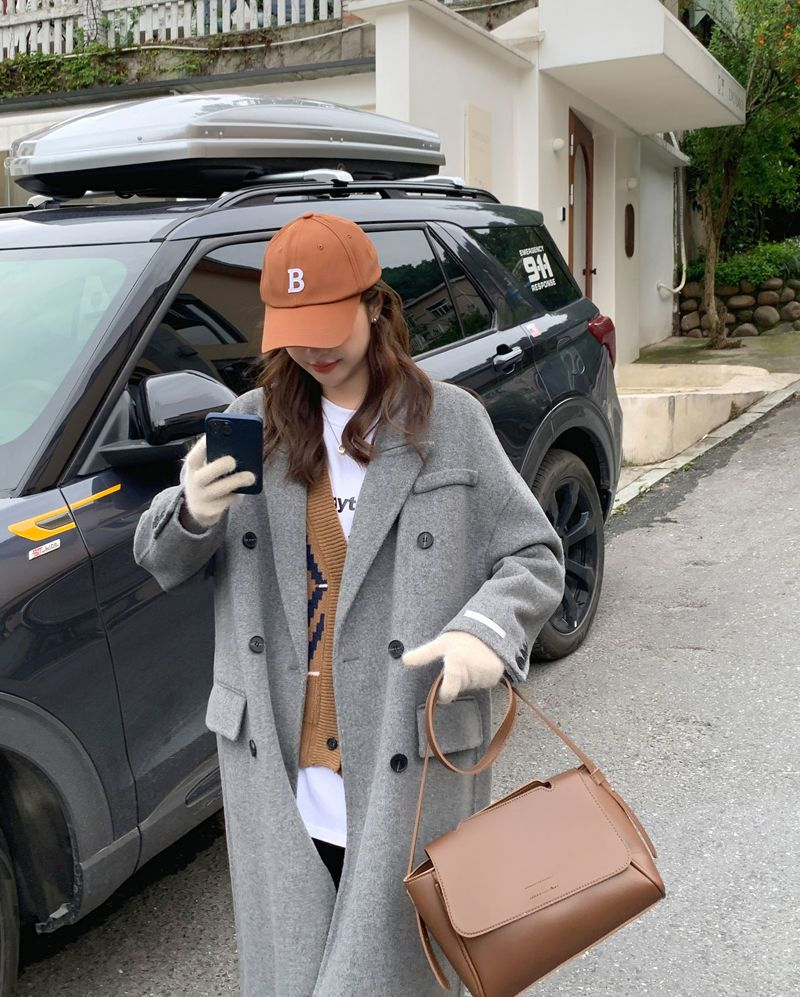 Winter classic double-breasted double-sided wool coat French retro style long woolen coat for women