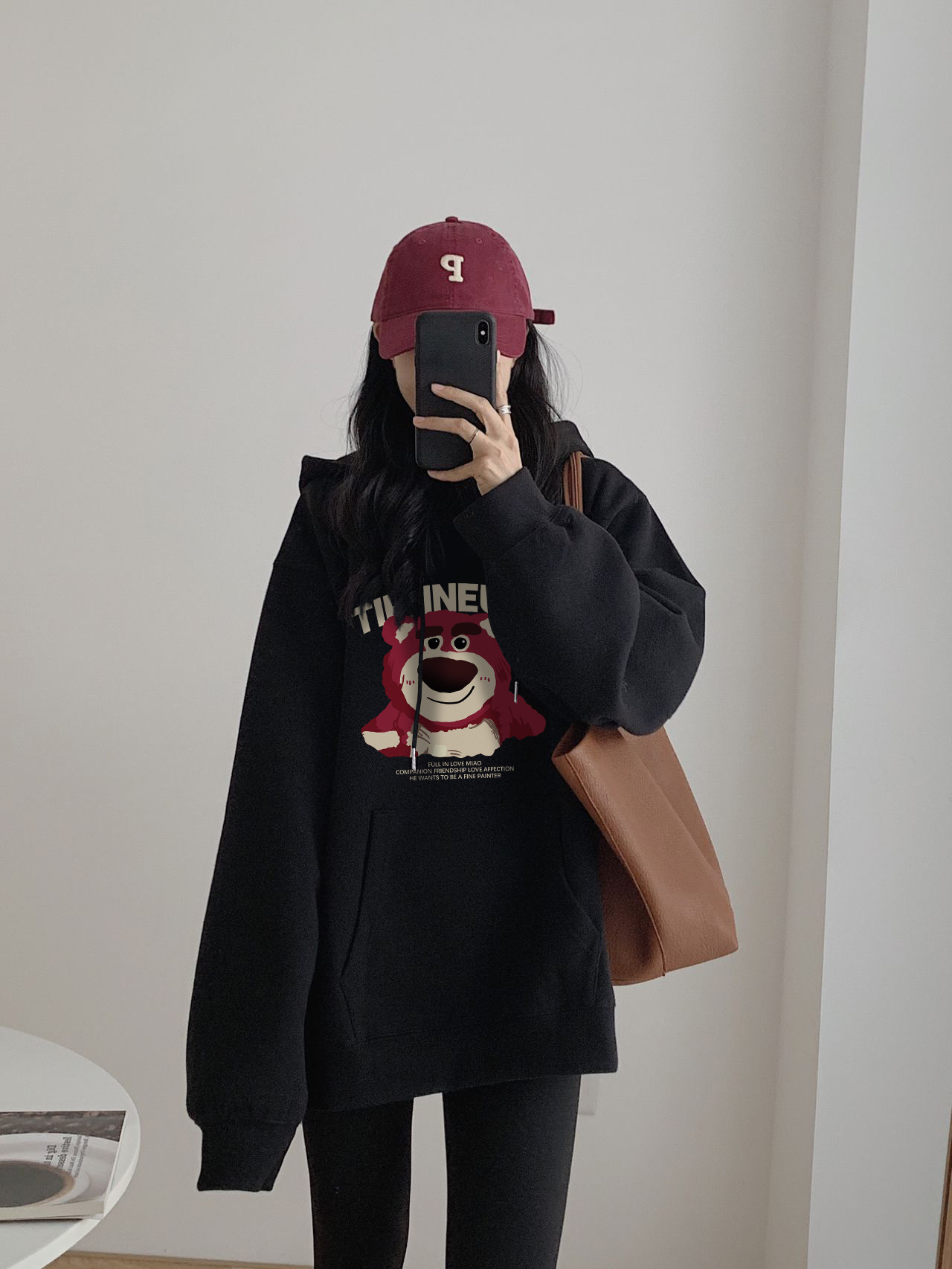 加絨 連帽衛衣女裝2023秋冬季新款黑色hiphop寬鬆慵懶風上衣