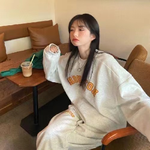 Autumn suit women's casual sports loose lazy style ins sweatshirt sweatpants spring and autumn fashion two-piece set