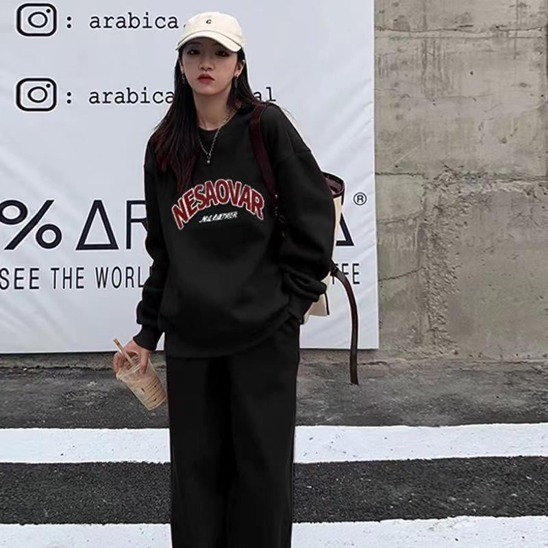 Suit women's 2023 autumn and winter new casual fashion loose sports young two-piece suit