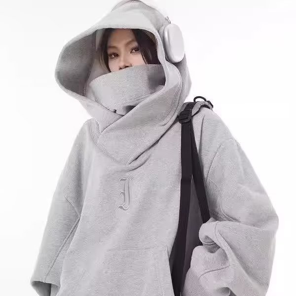 美式潮牌機能風外套高領連帽衛衣男女小眾設計感寬鬆上衣