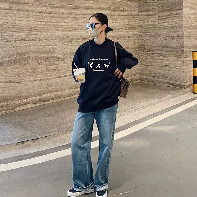 加絨加厚無帽長袖衛衣女秋冬季寬鬆顯瘦韓版ins潮牌bf慵懶風上衣