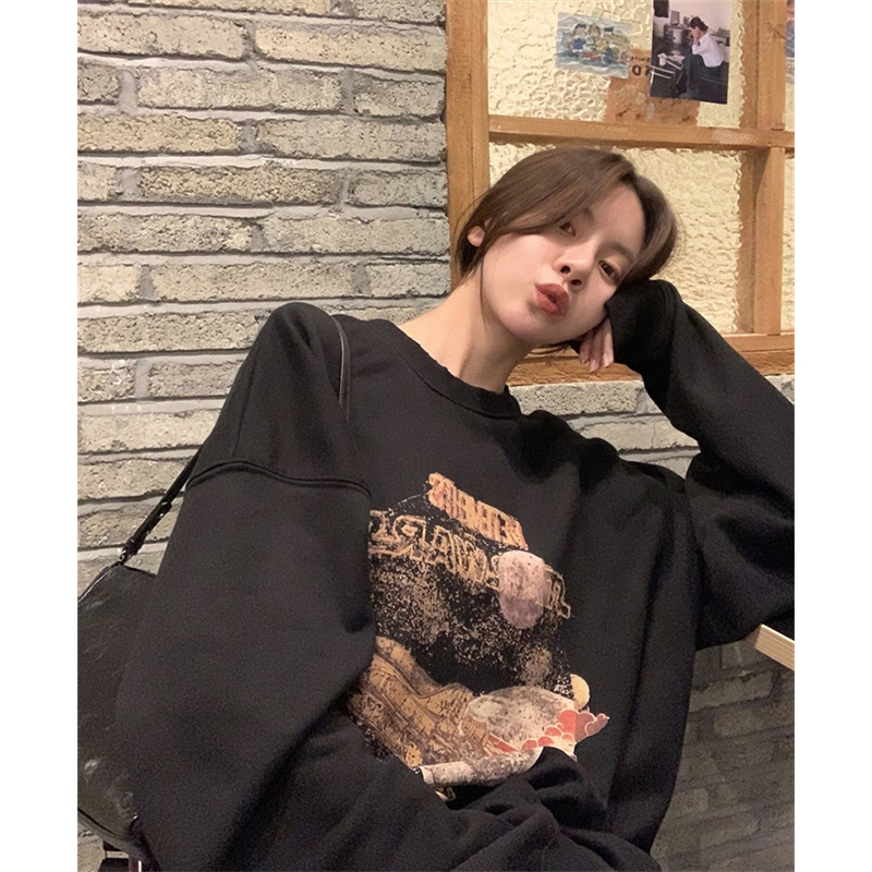 Anti-cotton Chinese cotton composite milk silk 300g/silver fox velvet 400g round neck sweatshirt for women
