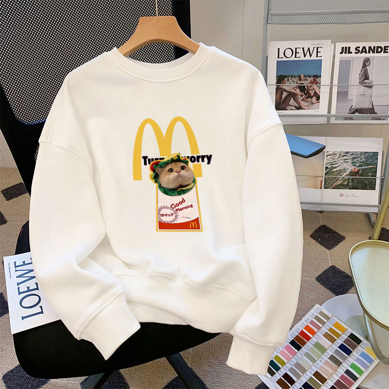 Anti-cotton Chinese cotton composite milk silk 300g/silver fox velvet 400g round neck sweatshirt for women