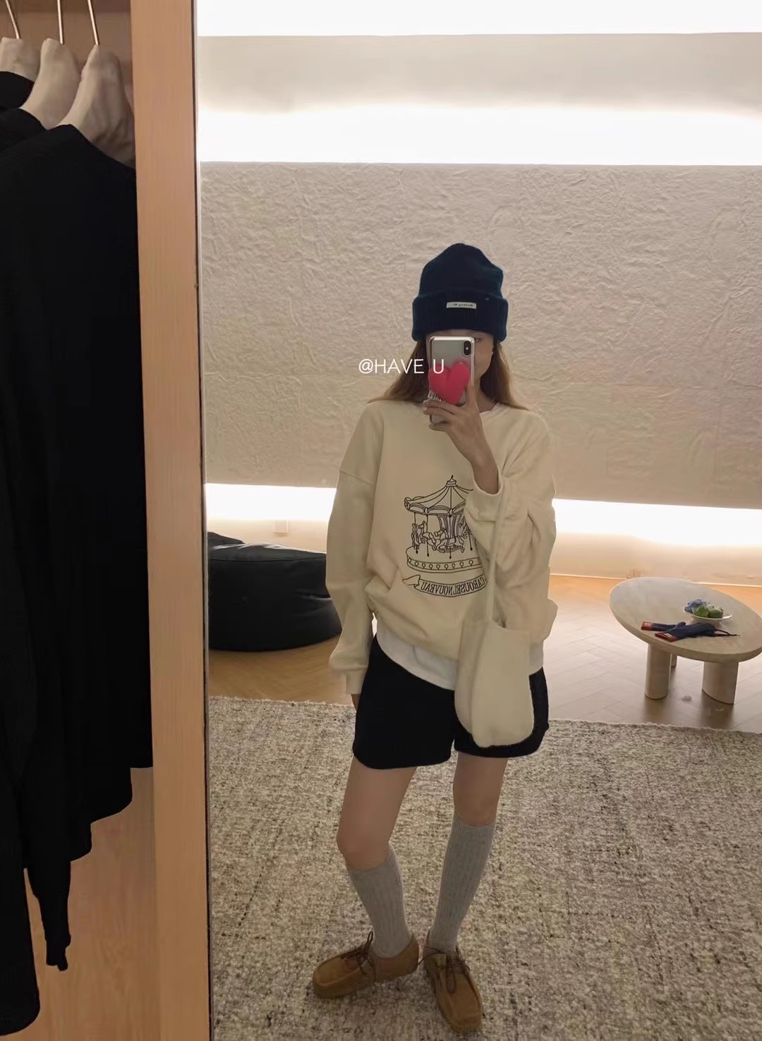 韓國新款 華棉複合薄款310克/加絨410克秋冬裝衛衣女印花寬鬆大碼