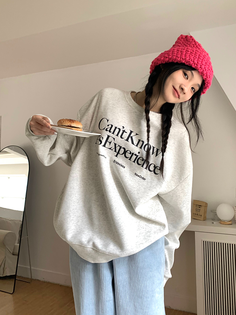 Anti-cotton Chinese cotton composite milk silk 300g/silver fox velvet 400g round neck sweatshirt for women