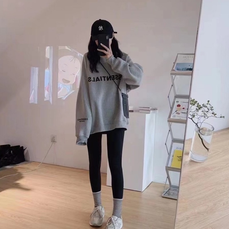 灰色衛衣女2023新款秋冬季加絨加厚圓領減齡上衣潮牌