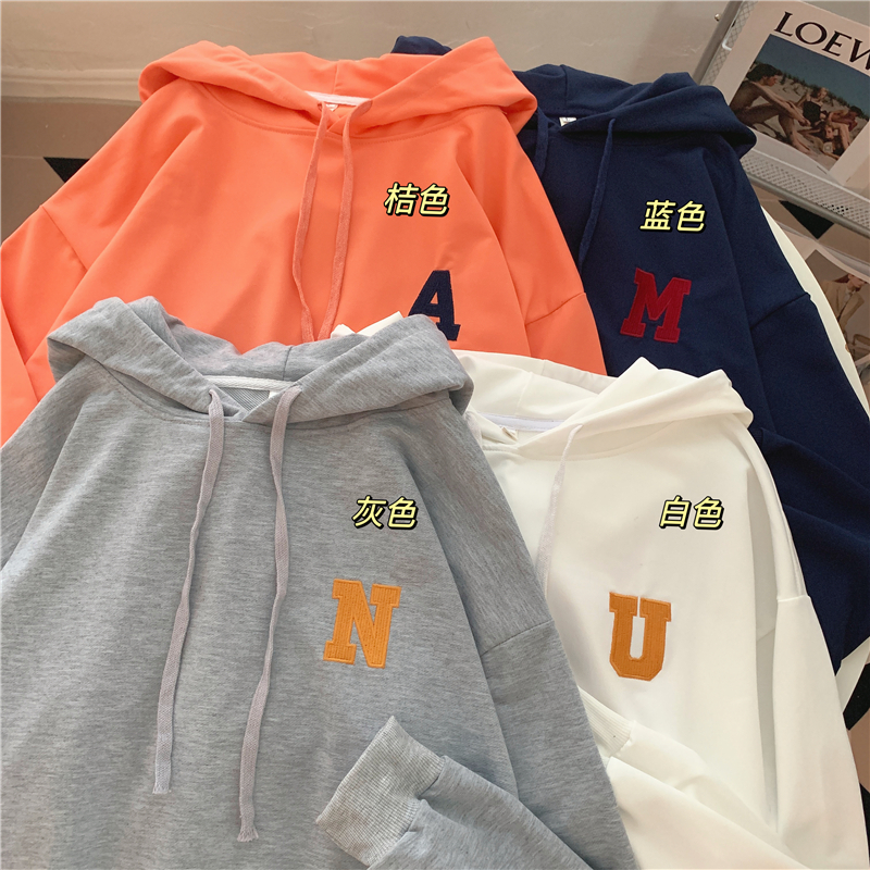 實物實拍斜紋拉架/雙層帽設計感小眾刺繡連帽衛衣女薄款