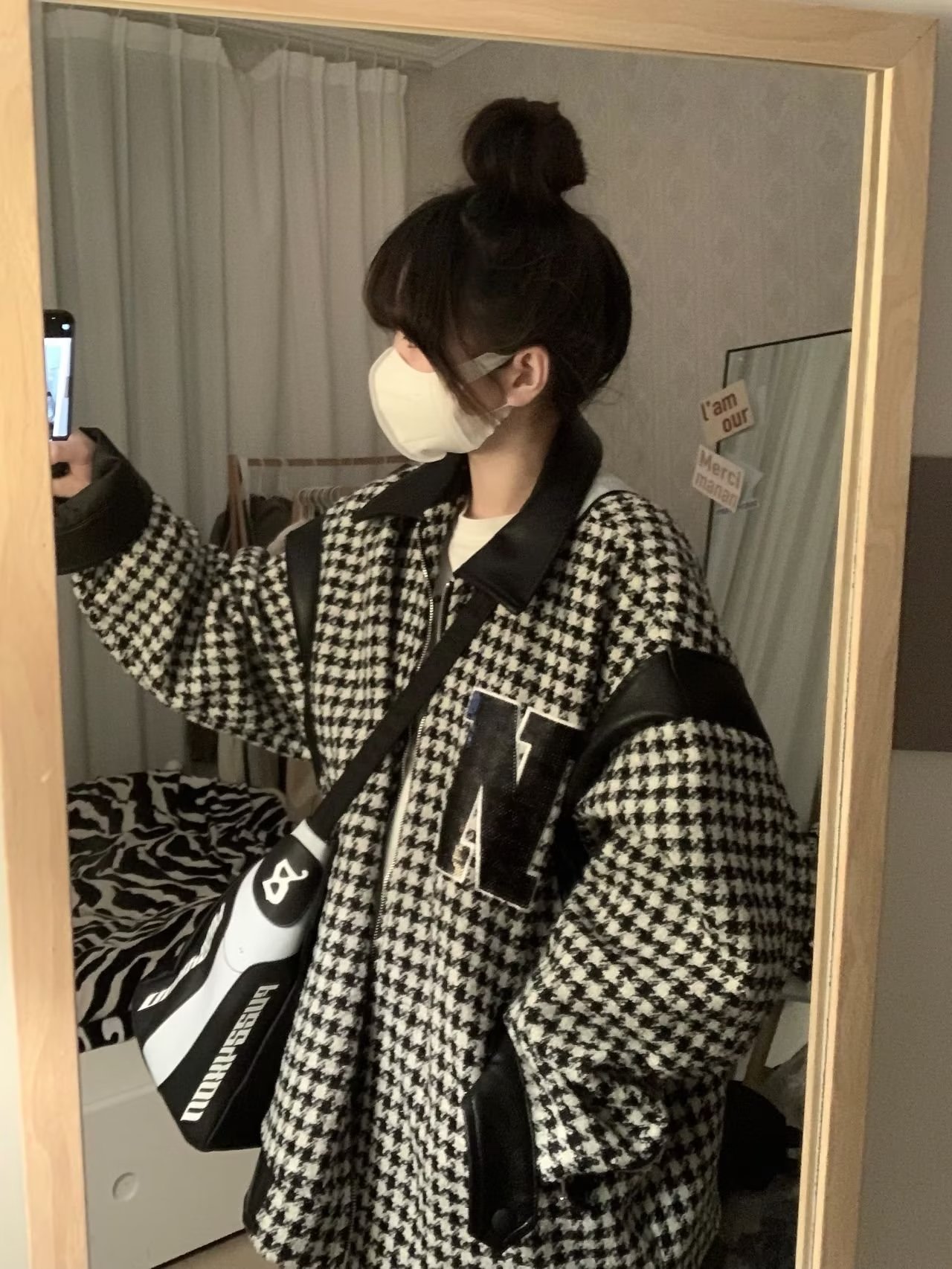 御姐風外套女春秋季百搭2023新款韓系高級感小個子千鳥格短款上衣