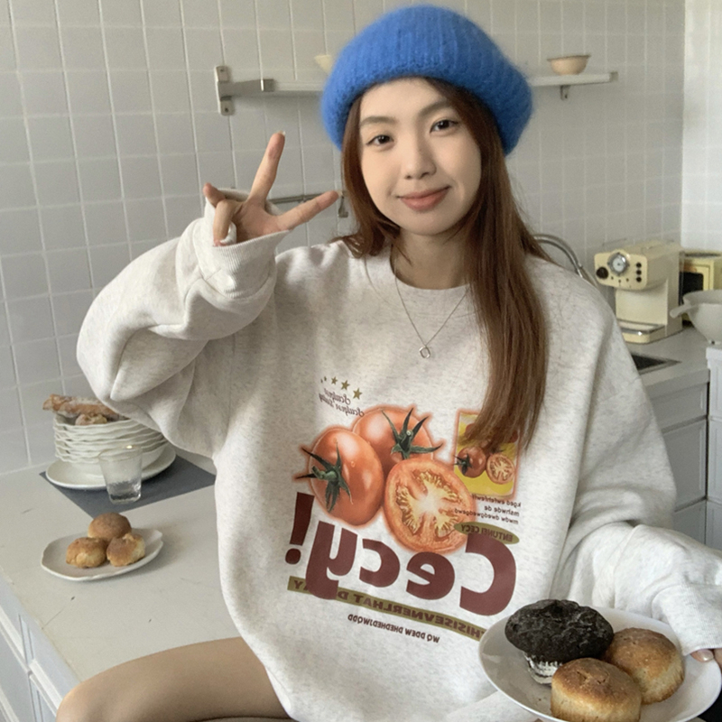 Anti-cotton Chinese cotton composite milk silk 300g/silver fox velvet 400g round neck sweatshirt for women