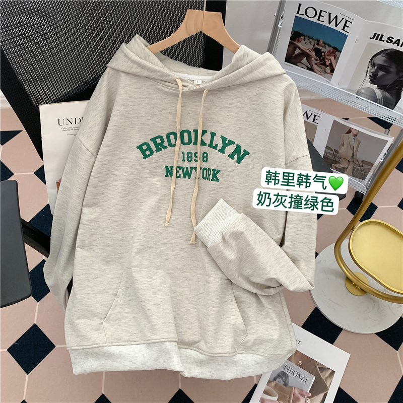 3054#實物實拍斜紋拉架/雙層帽oversize連帽衛衣女寬鬆百搭外套