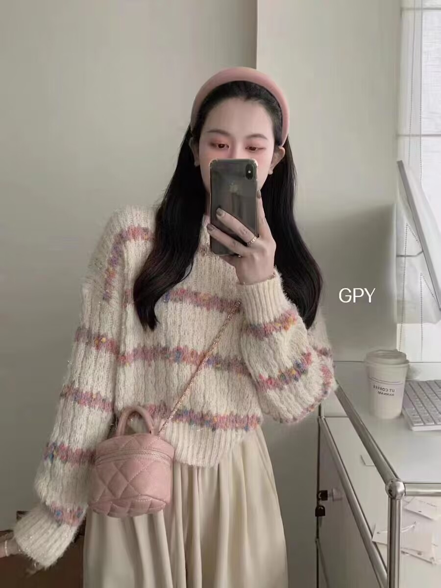 New autumn and winter casual outer wear crocheted round neck sweater tops loose pullover lazy style sweater jacket women's clothing