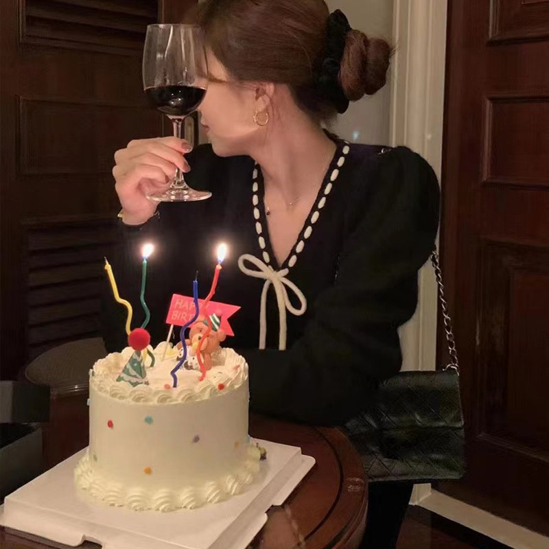 韓國chic春秋甜美小香風蝴蝶結系帶V領寬鬆百搭長袖針織開衫毛衣