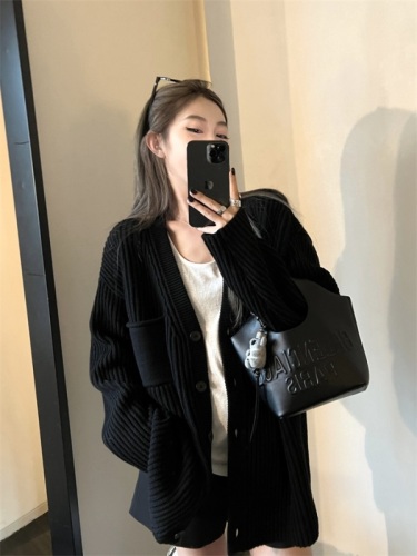4PRIL this issue!  Chocolate Maillard Lazy Hanging Sweater Jacket Women's Loose Knitted Cardigan Autumn