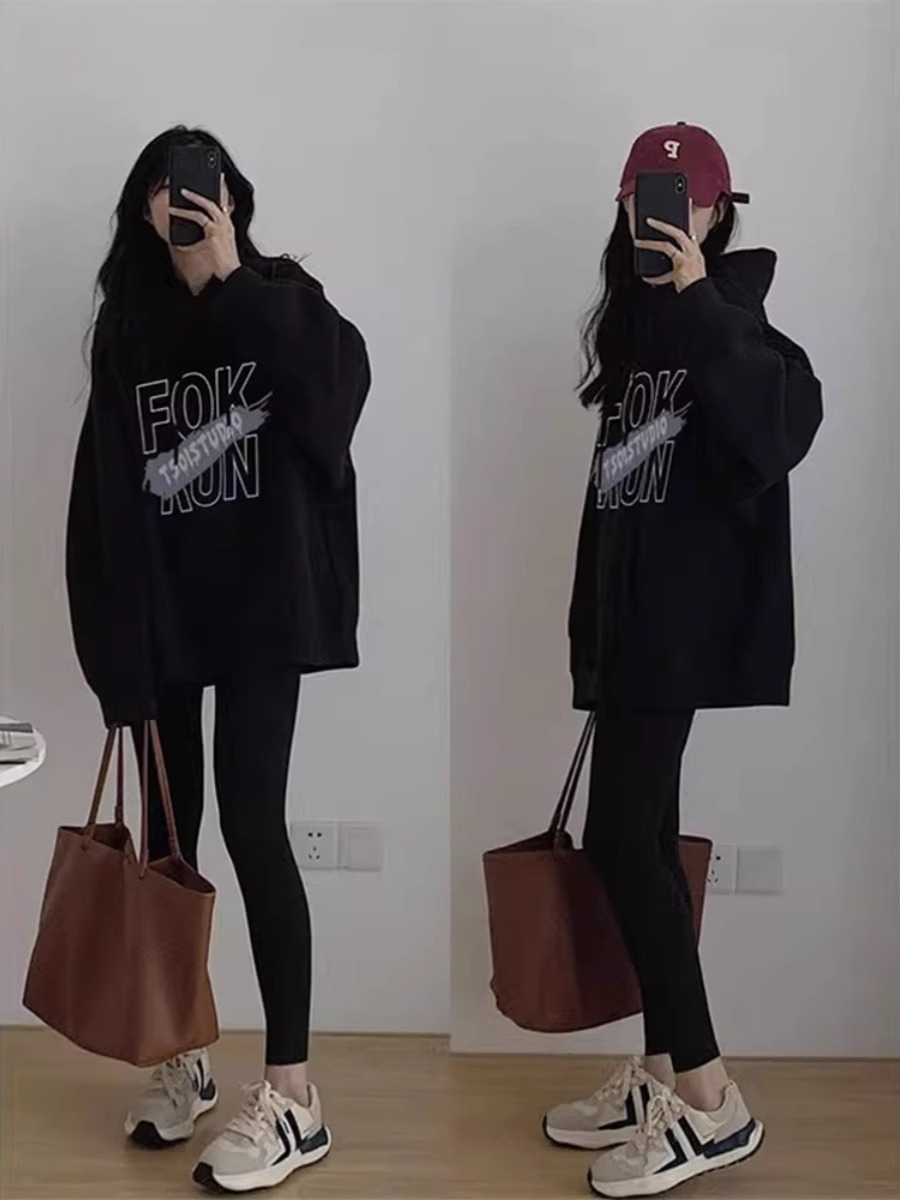 Anti-cotton Chinese cotton composite milk silk 300g/silver fox velvet 400g hooded sweatshirt for women