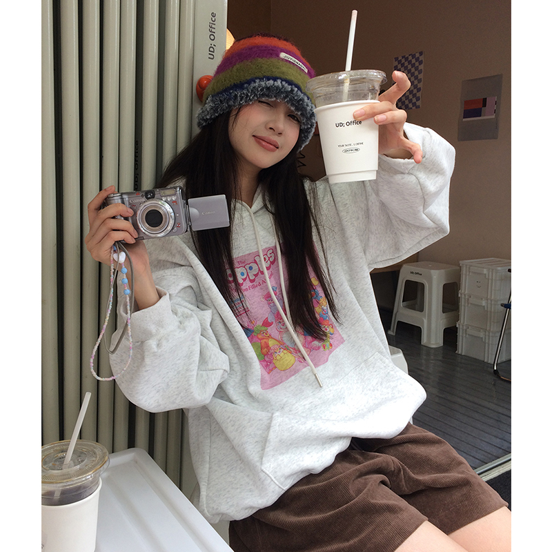 Anti-cotton Chinese cotton composite milk silk 300g/silver fox velvet 400g hooded sweatshirt for women