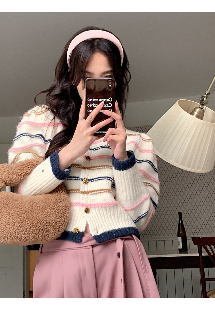 韓系洋氣減齡小香風毛衣外套女寬鬆韓版慵懶針織開衫