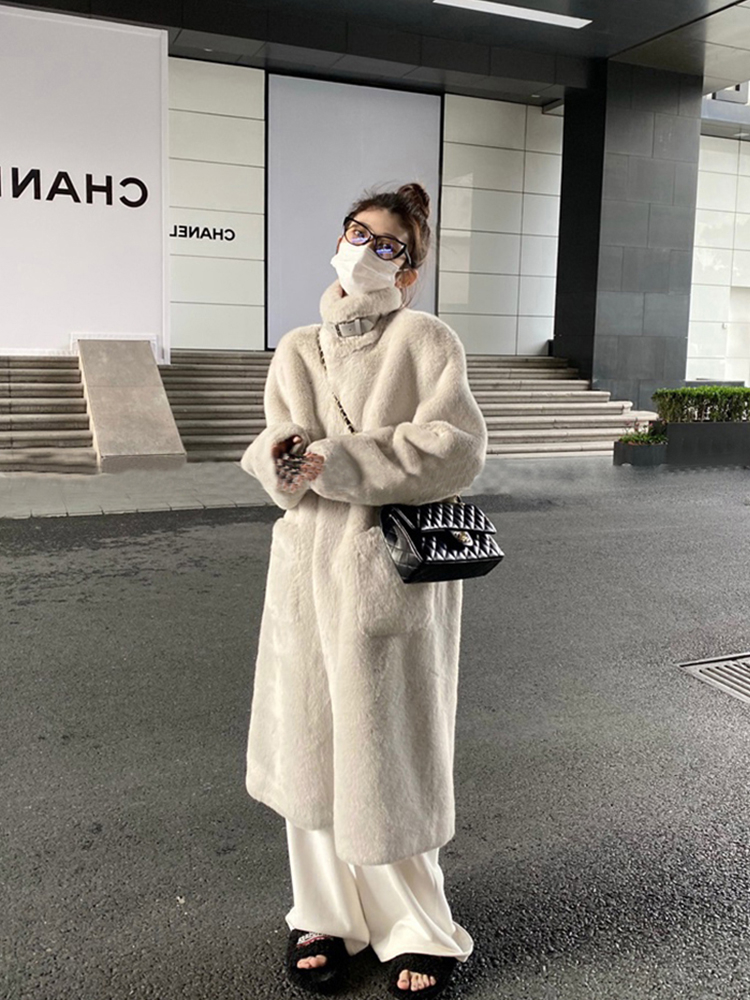 原版質量 羊羔毛冬季加厚大衣中長款外套女