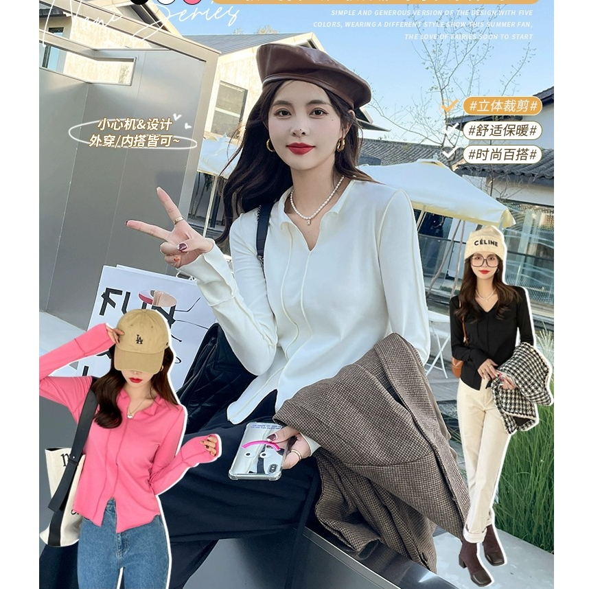 時尚超火歐貨打底衫女內搭長袖T恤設計感洋氣心機秋季新款上衣潮