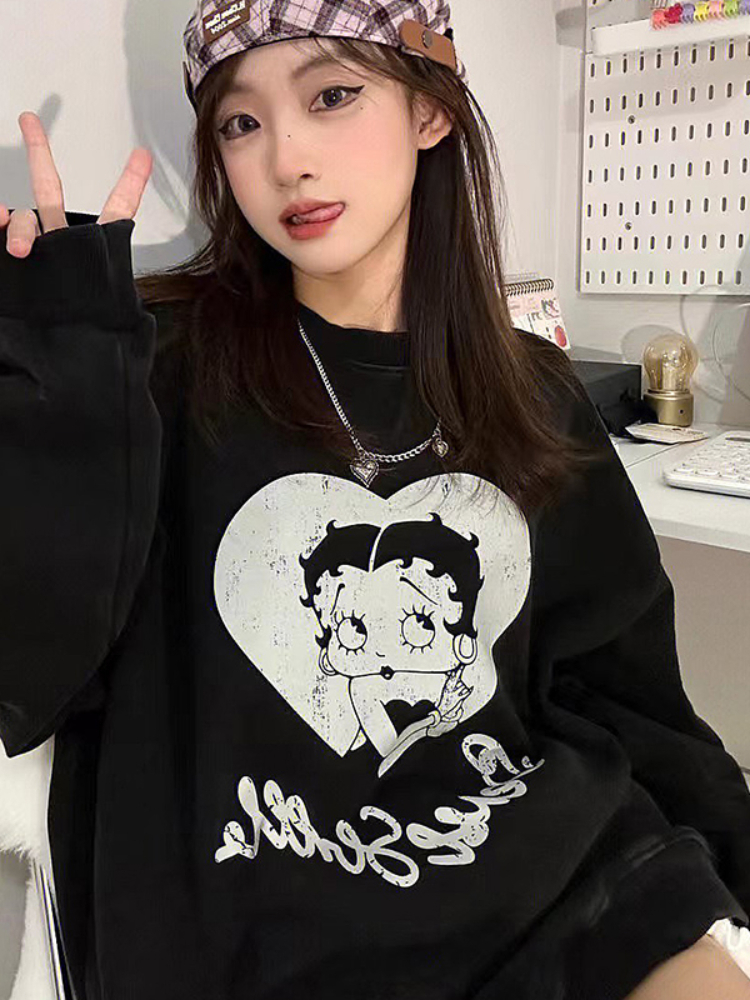Anti-cotton Chinese cotton composite milk silk 300g/silver fox velvet 400g round neck sweatshirt for women