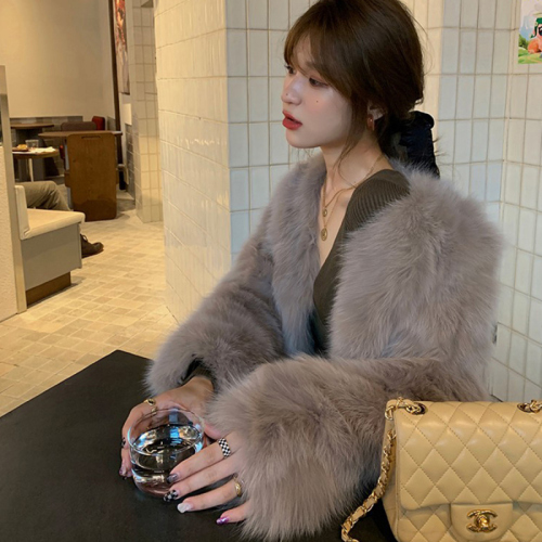Quality inspector picture  winter fur coat for women new style imitation fox fur short style fur coat small fragrance