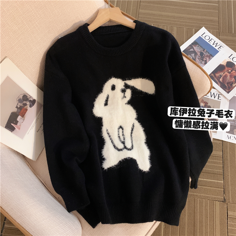 黑色毛衣女秋冬溫柔風軟糯糯日系慵懶復古小眾別致小個子針織上衣