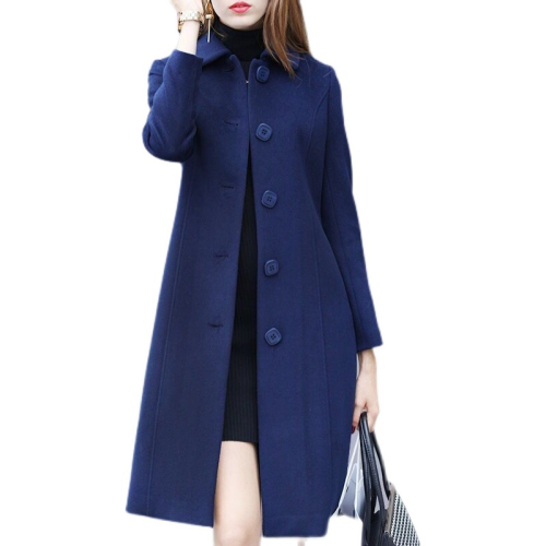 Women's mid-length woolen coat, autumn and winter new style British style large size slim slim woolen coat suit for women