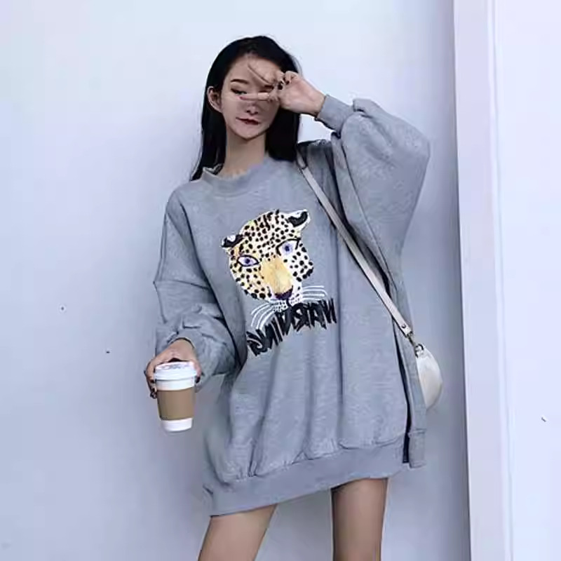 韓版新款華棉複合薄款310克/加絨410克 秋冬裝衛衣女印花寬鬆大碼