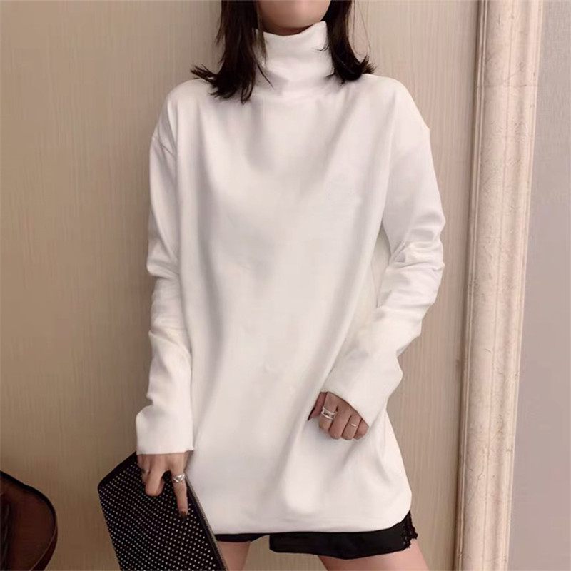 加絨加厚內搭t恤女2023秋冬裝新款寬鬆保暖高領基礎打底衫上衣服