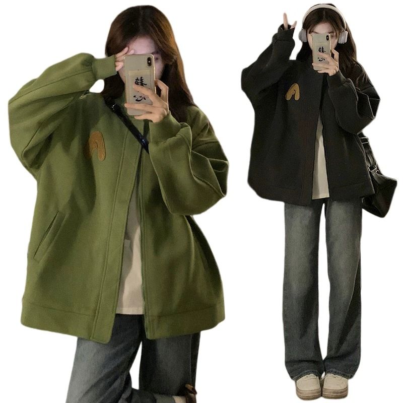 高品質棒球服女春秋2023復古短款刺繡夾克風衣外套