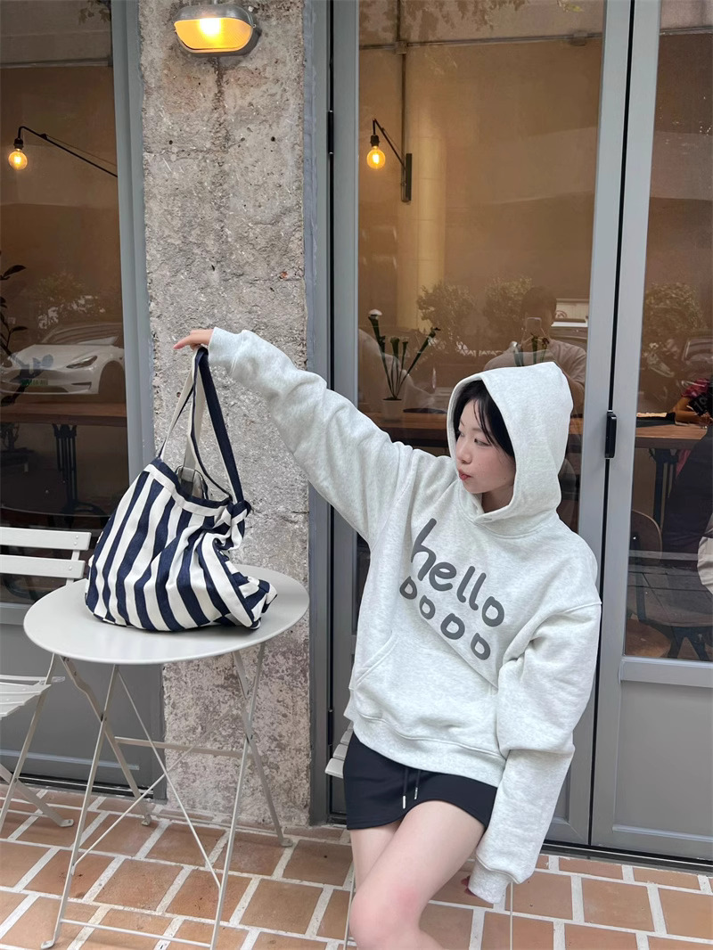 韓版新款時尚休閒 華棉複合薄款310克/加絨410克秋冬裝衛衣女印花