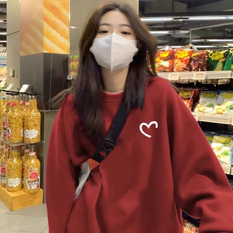 圓領衛衣女韓版寬鬆長袖薄款上衣學生外套