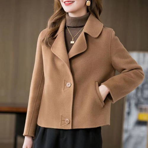Woolen coat 2023 new women's coat women's autumn outer wear small double-sided woolen coat women's short style trendy