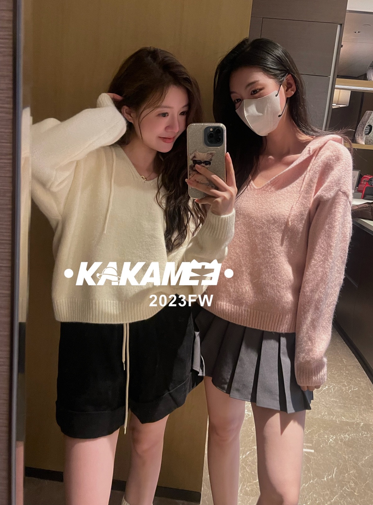 Korean sweet, soft and waxy pullover hooded sweater for women, lazy style, loose and versatile, short knitted sweater for little people