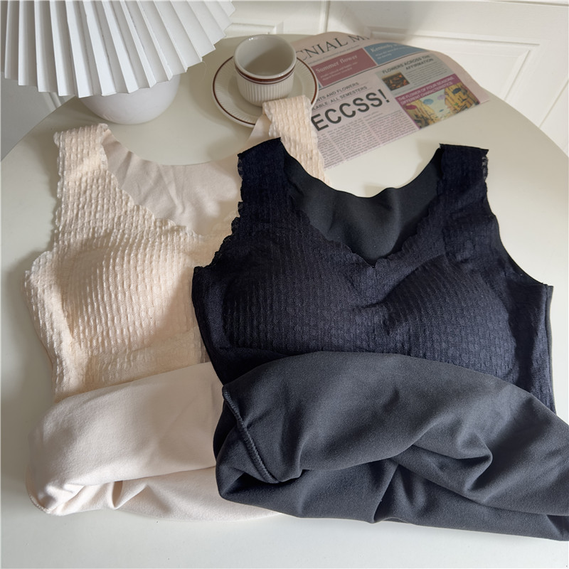 Actual shot~Korean version of girl's German velvet warm winter lace sexy slim jacket with beautiful back vest