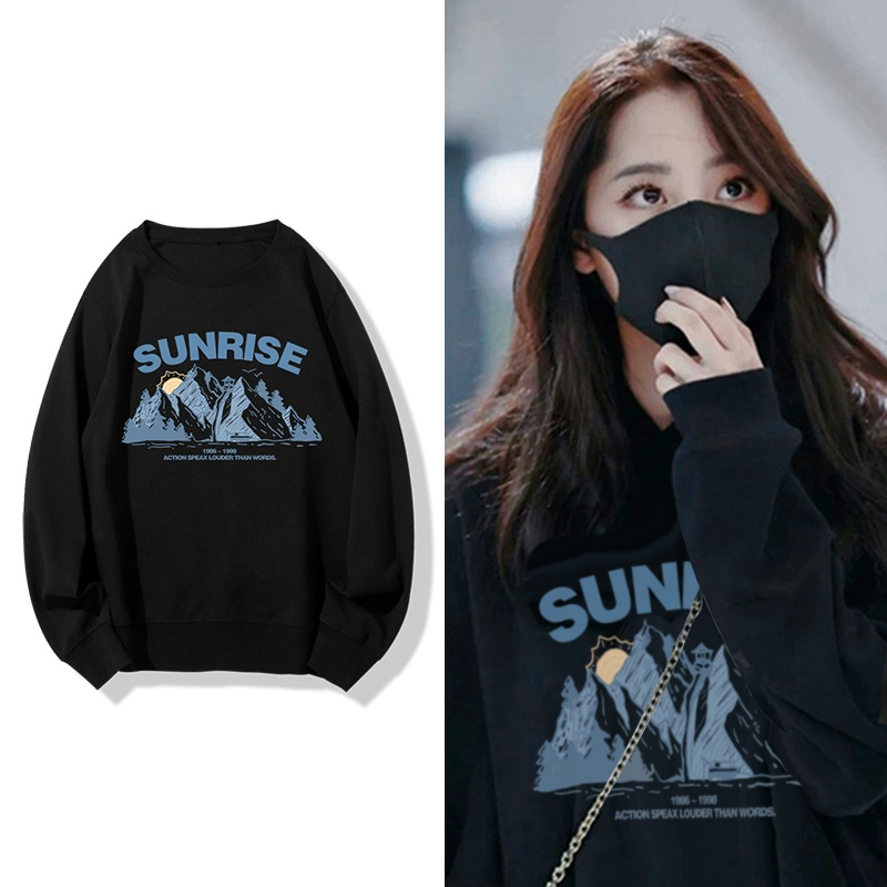 Japanese Harajuku style Hong Kong style black sweatshirt for women 2023 autumn and winter new loose casual versatile hooded top trendy