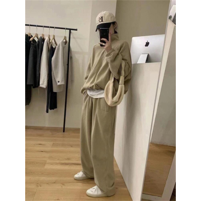 時尚潮流套裝女春秋季休閒運動小個子氣質立領衛衣衛褲兩件套