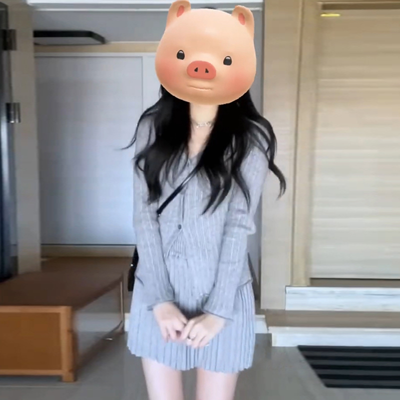 Small cardigan skirt two-piece women's early autumn 2023 new tea style outfit complete set of high-end sense