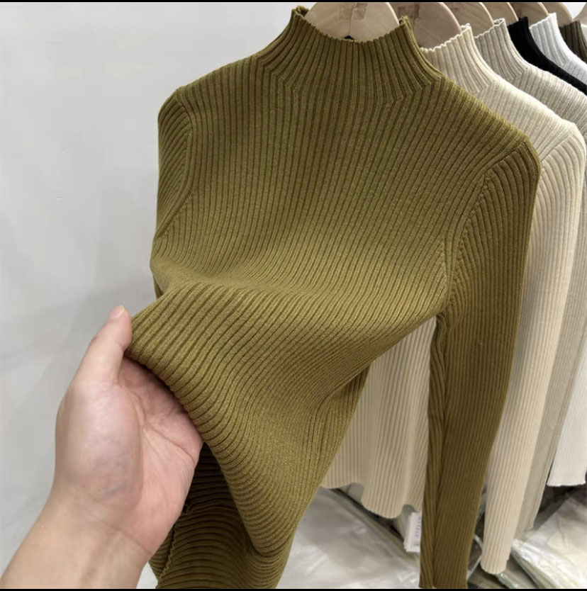 軟糯風套頭半高領毛衣女秋冬加厚小眾別致設計感上衣打底衫女內搭