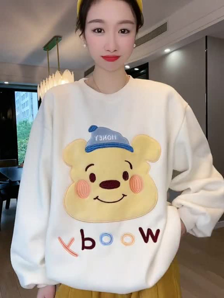 韓版新款 華棉複合薄款310克/加絨410克秋冬裝衛衣女印花寬鬆大碼